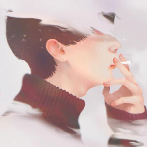 动漫男生头像 二次元 抽烟 文艺简约 清新