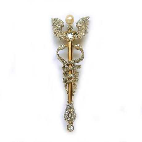 维多利亚时期,双蛇杖珠宝(caduceus;希腊语karukeion),caduceus是神的