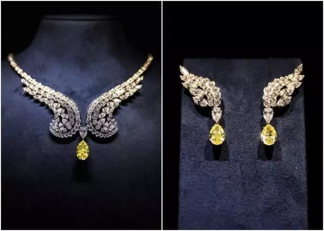 海瑞·温斯顿（Harry Winston ）——Eagle系列珠宝，其设计灵感从中央车站上空展翅翱翔的老鹰身上得来，黄钻和钻石相搭配显得越发灵动。