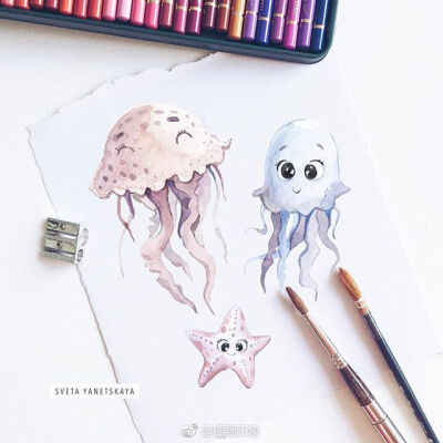 一组萌萌哒小动物们~ 【插画师：Cute Illustrations. Kids Books 】