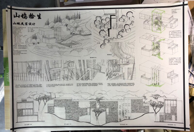 大三上建筑设计课程作业；宁波鄞州山地民宿设计正图