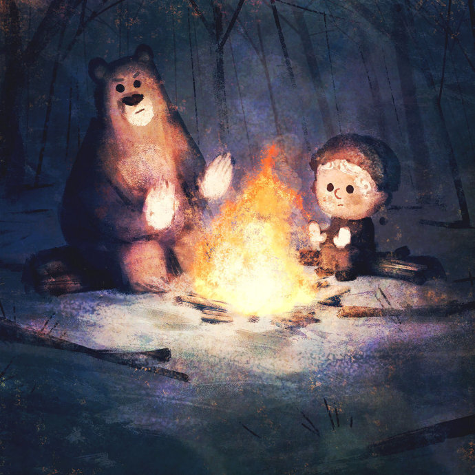 「小男孩与大灰熊的冒险」画师.Brandon James Scott...侵删