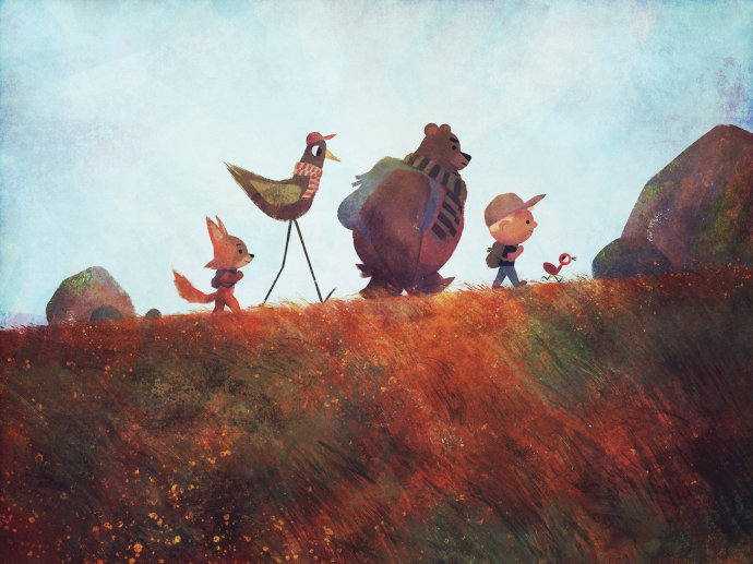 「小男孩与大灰熊的冒险」画师.Brandon James Scott...侵删