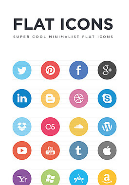 扁平化社交网络icon矢量素材