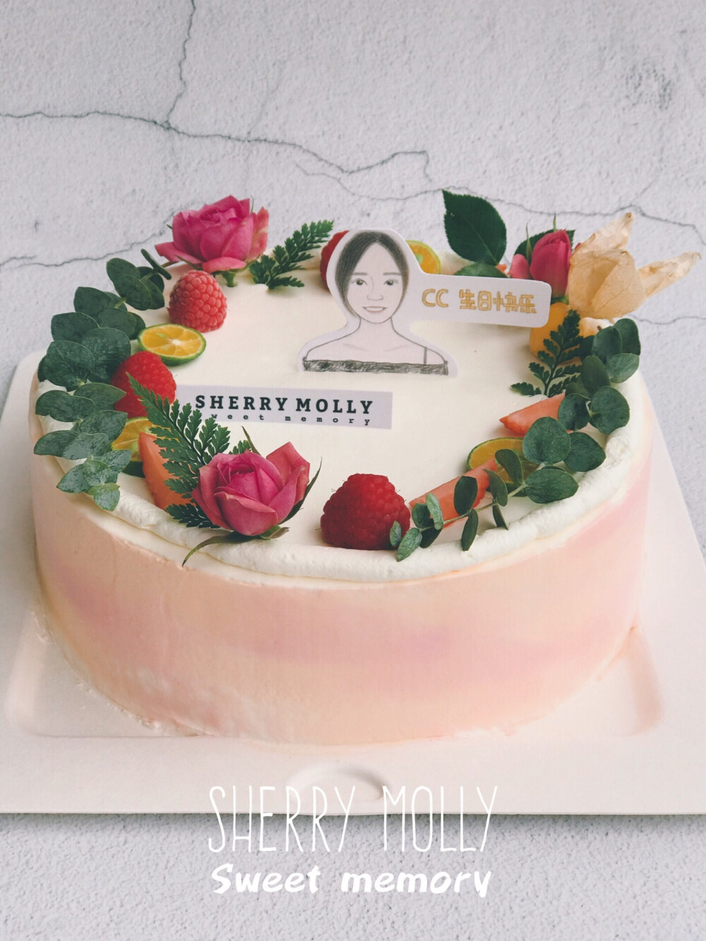 #SHERRY Molly家の下午茶#—『红丝绒cake』男生给老婆订的生日cake～想要小清新一些 好看一些哒做了一只与众不同美丽的cake送给与众不同爱美的你喔～特别清新好看温柔呢