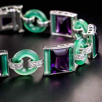 奢华的装饰艺术风格手链，by LANG.