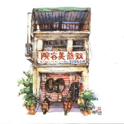 台湾省的水彩画家鄭開翔（Cheng Kai-Hsiang）以水彩写生的方式，记录旅途中的风景。他的作品看上去轻松惬意，他通过画笔捕捉到许多城市中的角落和局部，有些看似平常的街景在他的描绘下，都变得生动而有趣。