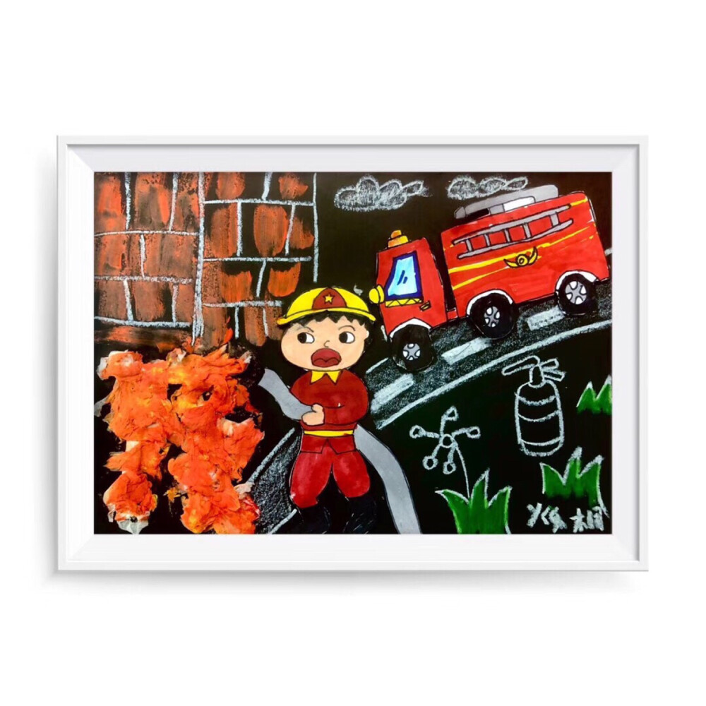 主题画-消防队员救火中