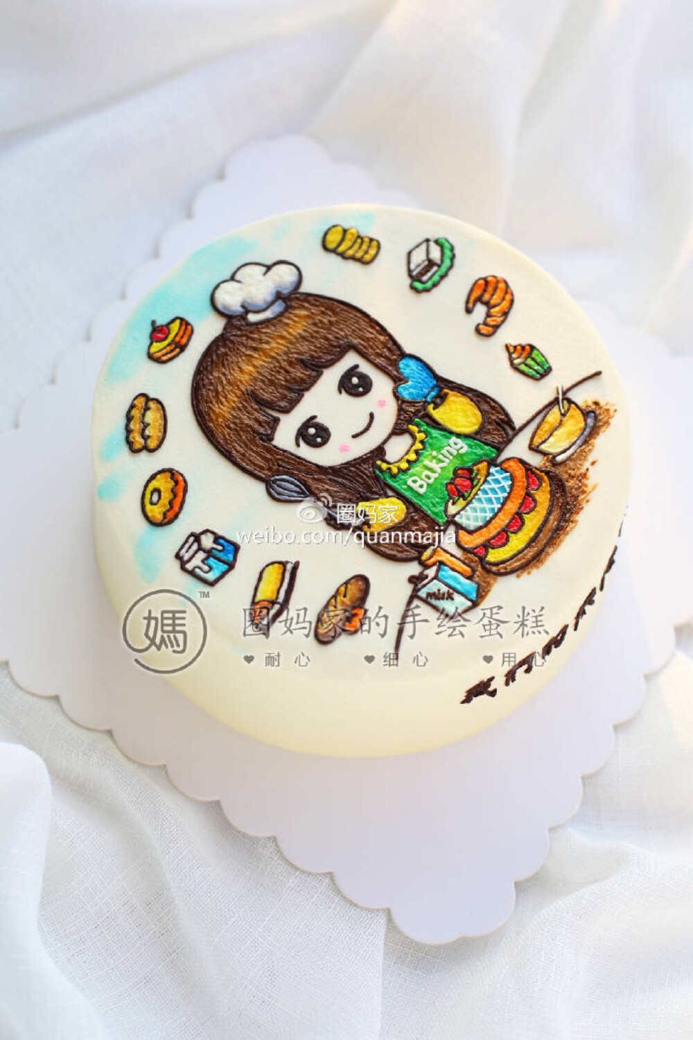 淡奶油手绘蛋糕