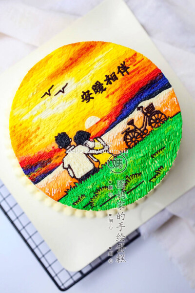 淡奶油手绘蛋糕