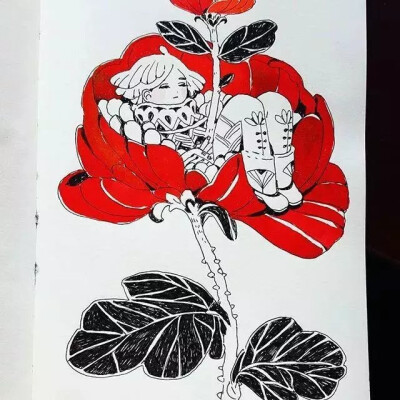 这位画家名叫maruti_bitamin，平时喜欢绘制清新安静的小插画，自然多彩的叶子，安静迷你的少女。