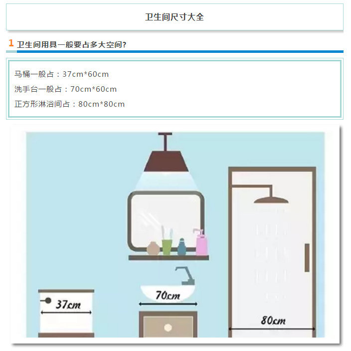 实用的卫生间尺寸布局，小空间承载大需求。