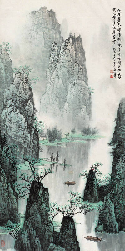 山水画古风，青山绿水人家