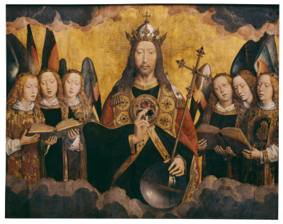 Hans Memling - Christ with singing and music-making angels M，比利时皇家艺术博物馆