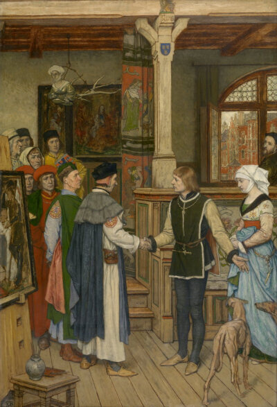 Albert De Vriendt - The Magistrates visit the Workshop of Jan van Eyck，比利时皇家艺术博物馆