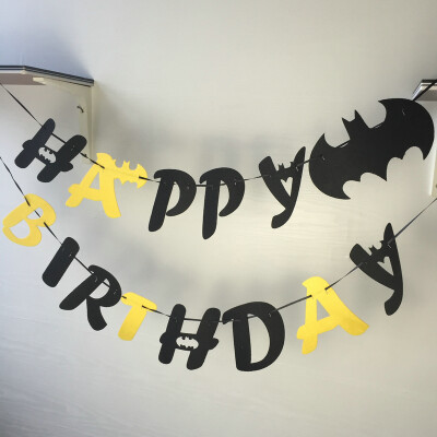 定制 蝙蝠侠生日字母拉花超级英雄房间布置派对装饰