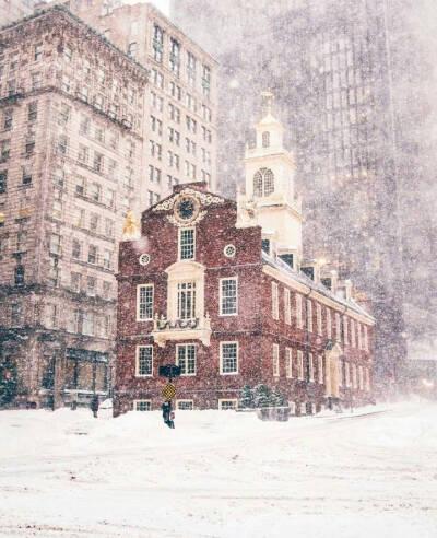 风景 波士顿雪景