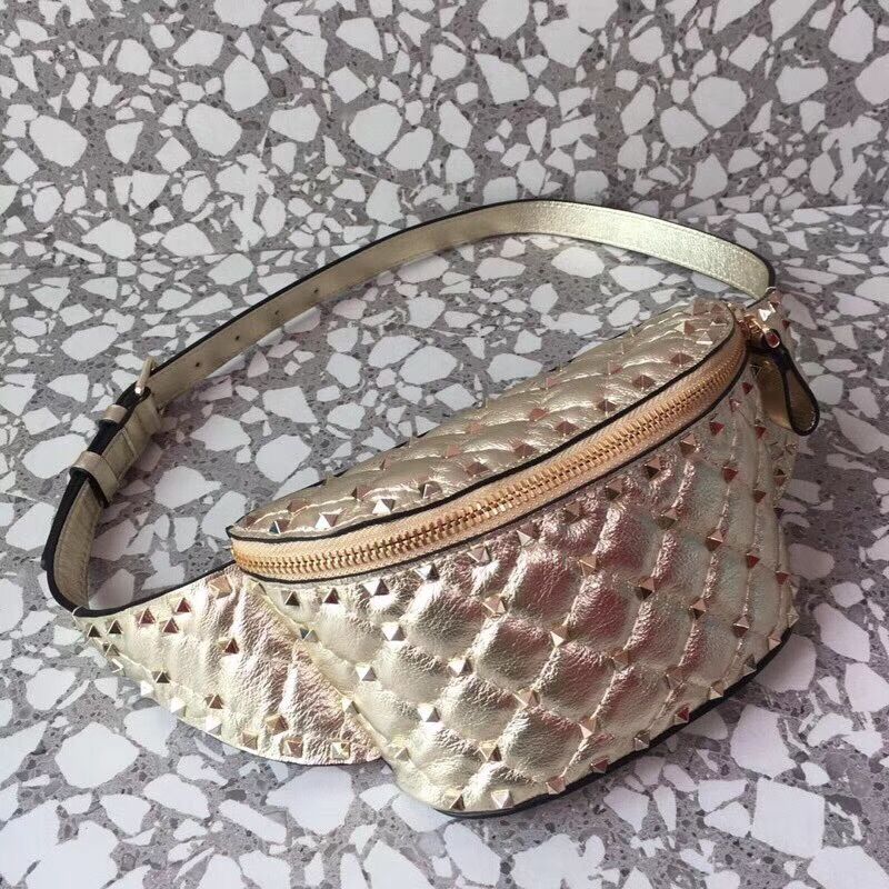 Valentino Garavani Free Rockstud Spike waist bags for women Material:Suede leather.0620SG# size：19.5