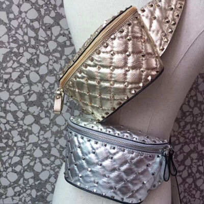 Valentino Garavani Free Rockstud Spike waist bags for women Material:Suede leather.0620SG# size：19.5