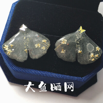 大鱼晒网 银杏耳钉热缩