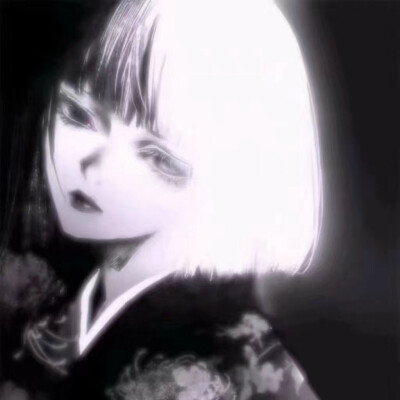 女头 动漫 黑白 