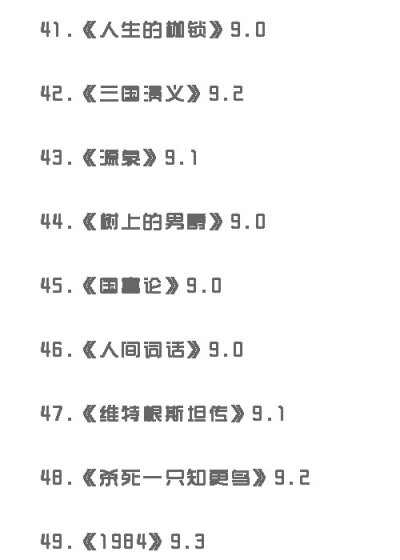 豆瓣评分9.0以上的49本好书,送给爱看书的你