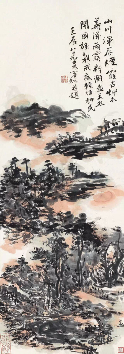 黄宾虹作品鉴赏——《山川烟霞》
立轴 设色纸本
88.5 × 31 cm
中国嘉德2013春拍
成交价:RMB 8,740,000