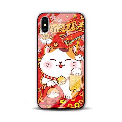 中国风插画师财源滚滚 三星S8 iphone XS Max 华为P20 玻璃手机壳