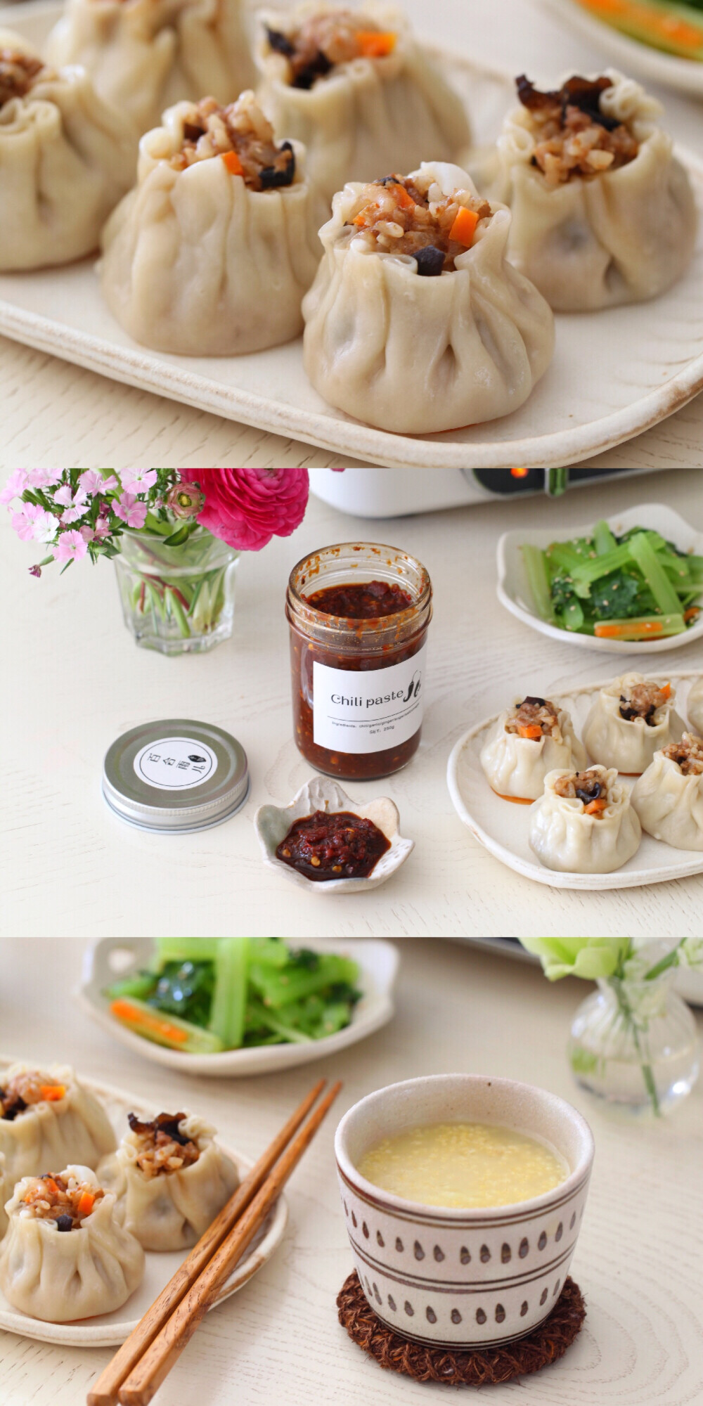 烧麦烧麦我爱你
一锅热腾腾的烧麦做好啦，不要抢，吃完这锅还有一锅。糯米猪肉馅（加了胡萝卜和木耳）平衡了营养还美味，晚点码方子给大家。啊呜一大口，沾着百合雨儿 送的辣椒酱，好吃停不下来。