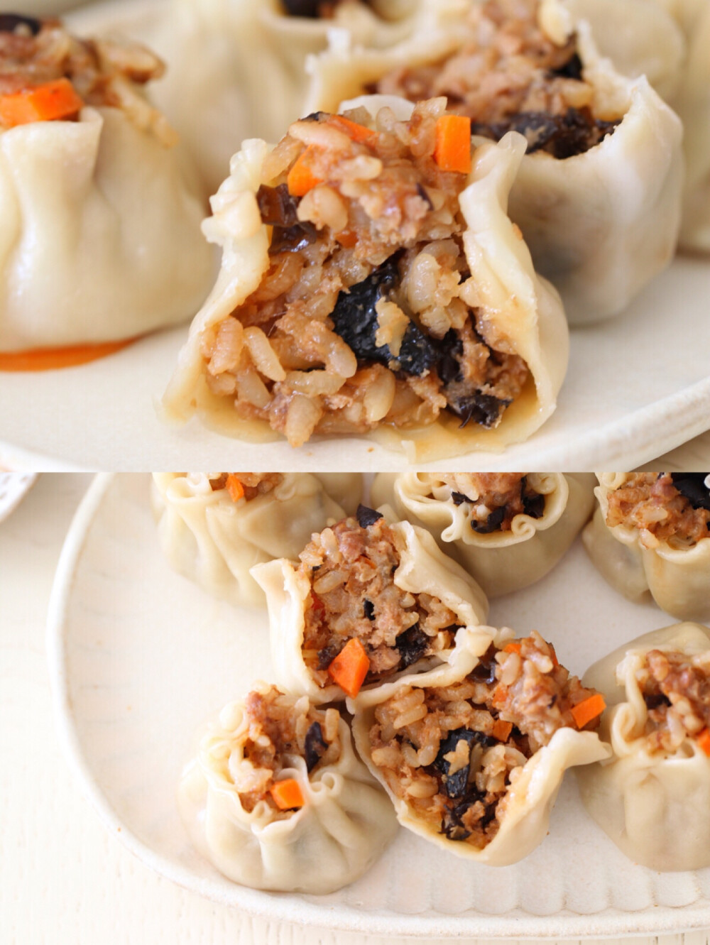 烧麦烧麦我爱你
一锅热腾腾的烧麦做好啦，不要抢，吃完这锅还有一锅。糯米猪肉馅（加了胡萝卜和木耳）平衡了营养还美味，晚点码方子给大家。啊呜一大口，沾着百合雨儿 送的辣椒酱，好吃停不下来。