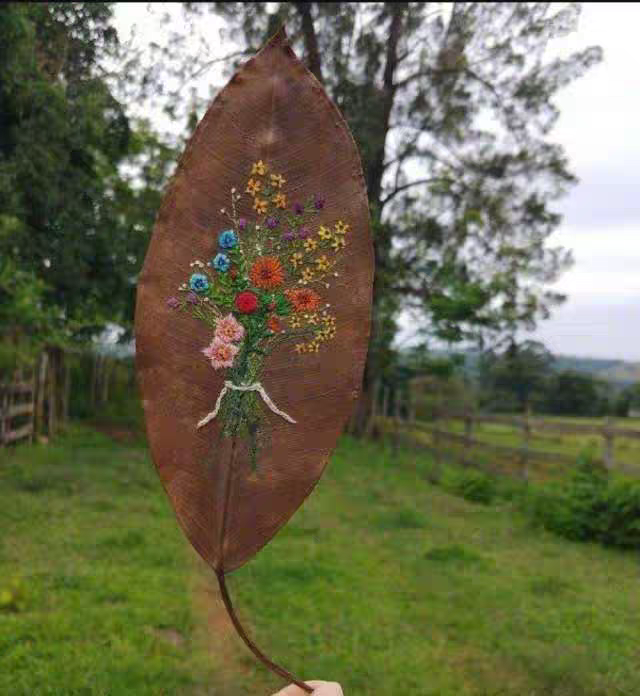 葉子上的刺繡，只要心夠野，什么都能當(dāng)繡布