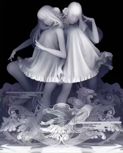 艺术家高松和樹(Kazuki Takamatsu)的丙烯手绘插画。 ​​​背景