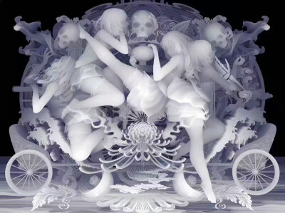 艺术家高松和樹(Kazuki Takamatsu)的丙烯手绘插画。 ​​​背景