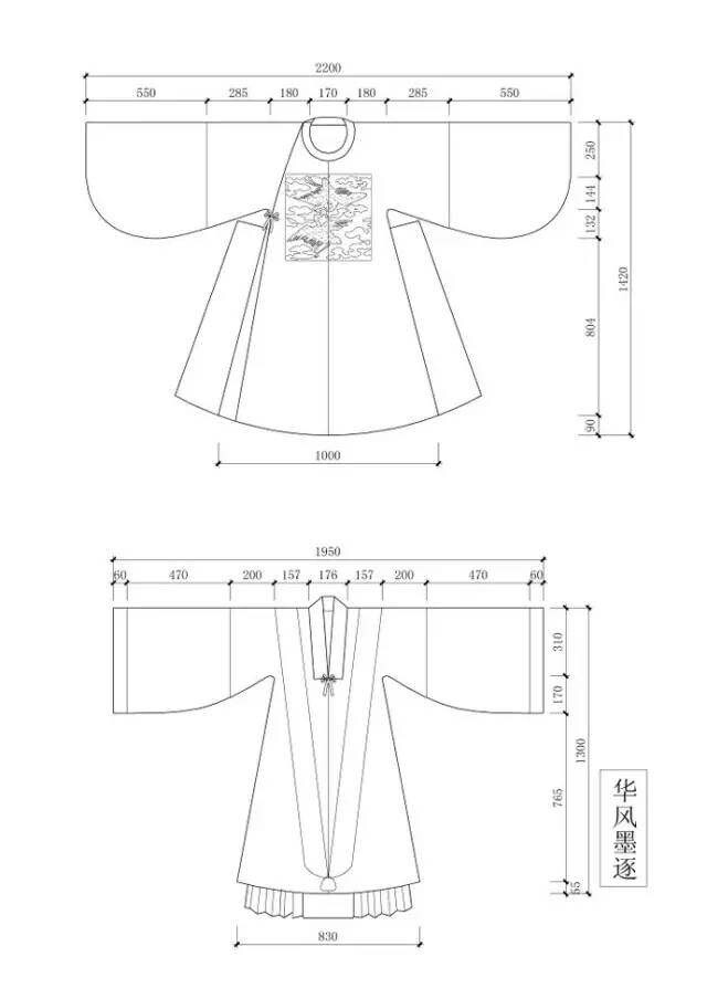 将明制婚礼冠服的修改如下，增加男装补子，增长女装大衫的长度。▼马面裙