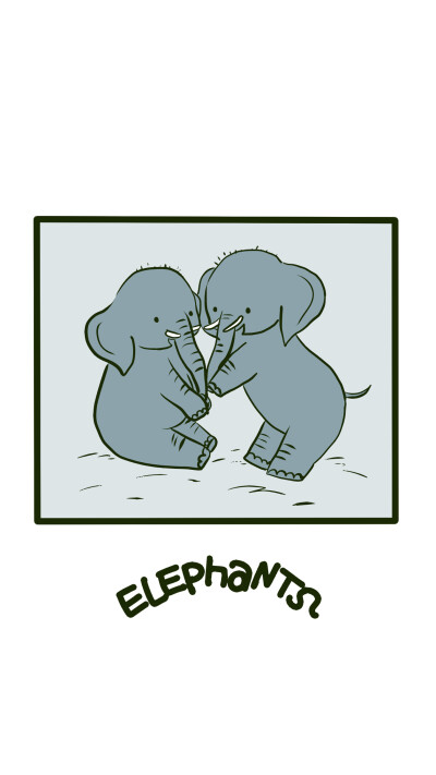 卡通小象，两只小象