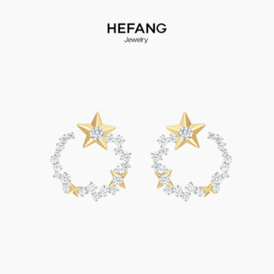 HEFANG Jewelry/何方珠宝魔法棒耳钉 925纯银女气质小耳环耳饰品