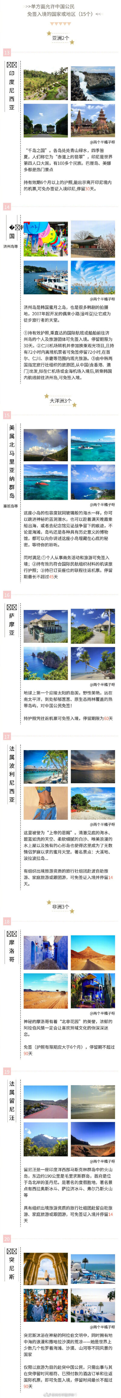 签证    70个免签&amp;落地签国家汇总