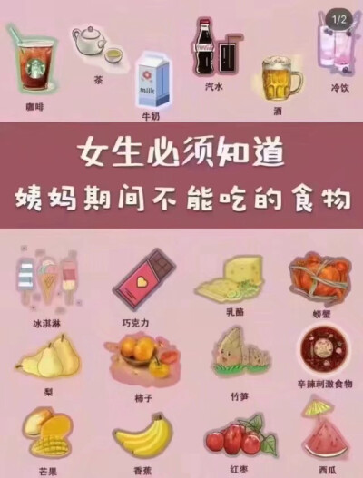 女生姨妈期间不能吃的东西，
给你的小祖宗