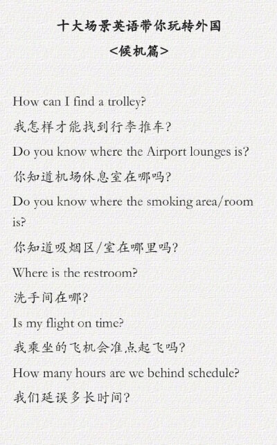 出境自助游必备的的英语口语，有备无患 ​​​​。 ​​​​
