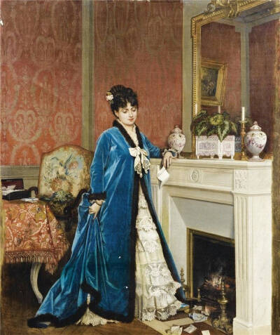 法国画家Auguste Toulmouche笔下的蓝裙子。 ​​​​
