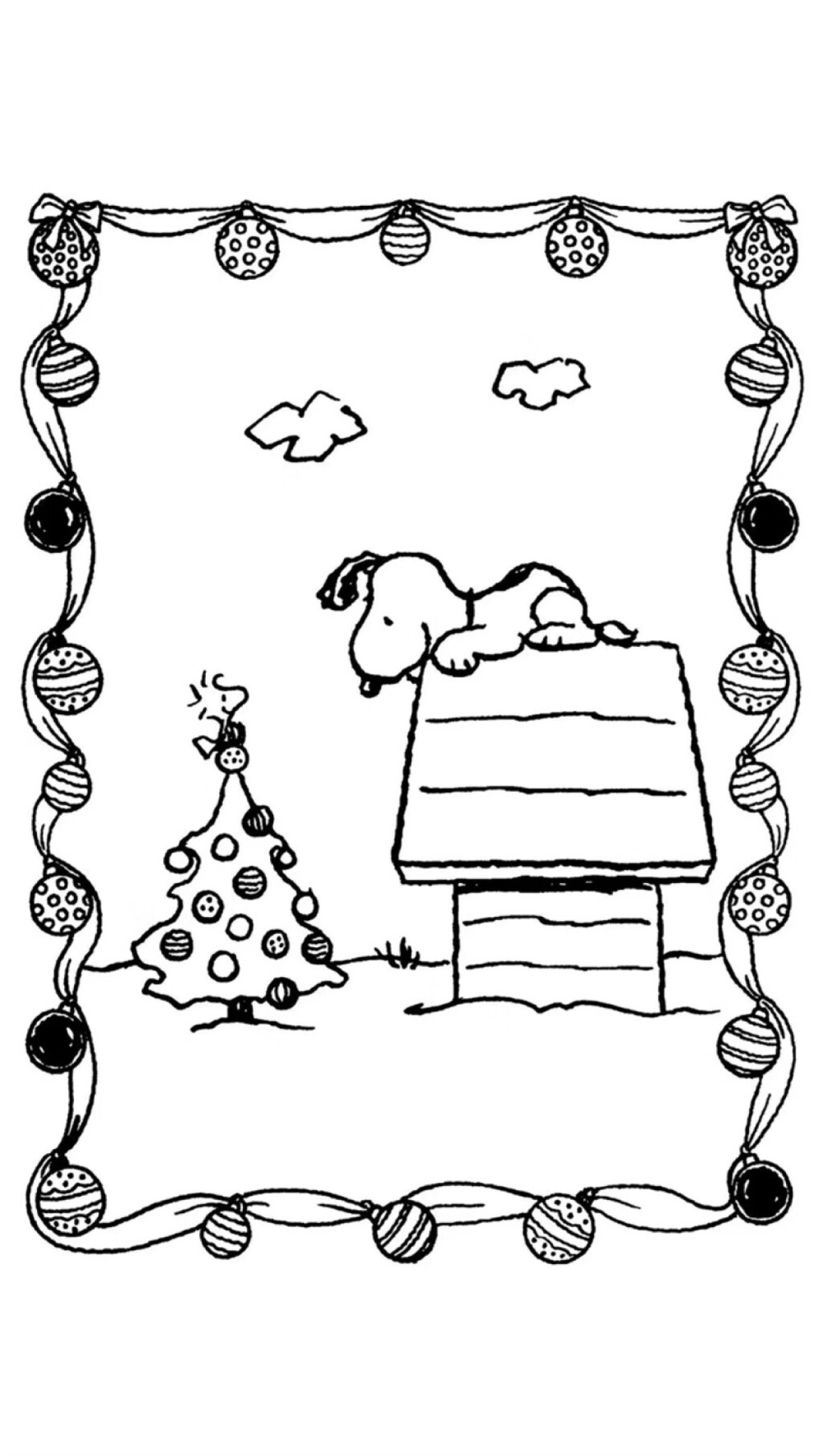 圣诞节 壁纸 史努比 黑白 圣诞快乐