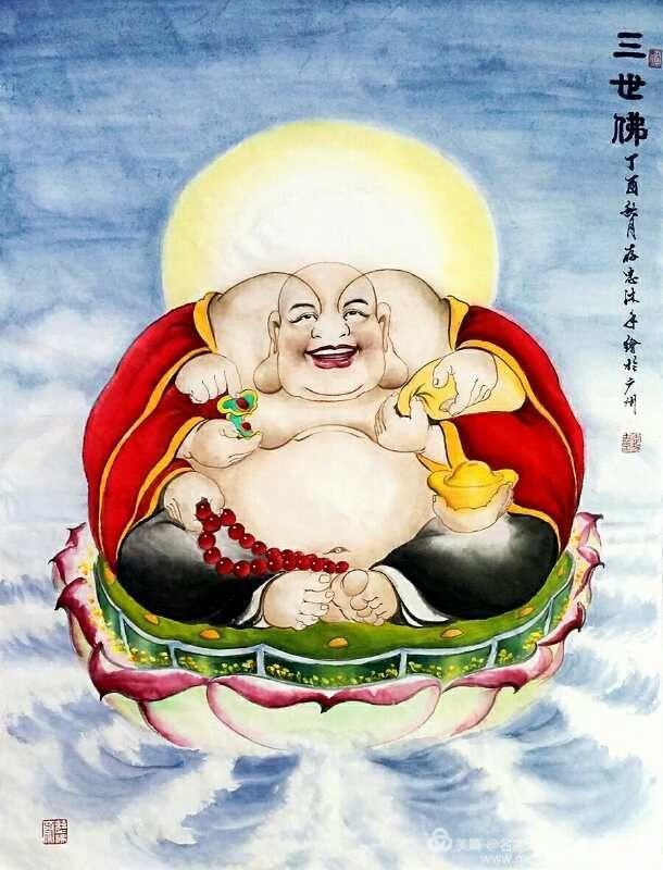 弥勒佛国画欣赏 作者李存忠 - 堆糖,美图壁纸兴趣社区