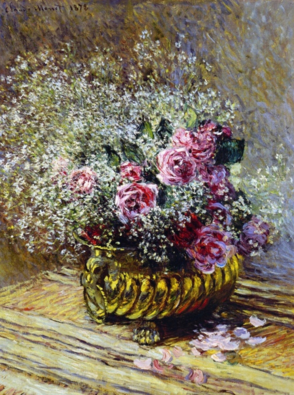 Roses in a Copper Vase 1878 (Oil on Canvas)