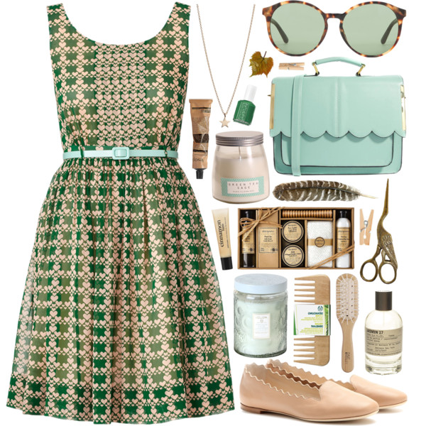 A fashion look from September 2014 featuring Orla Kiely, ballet flats and satchel handbags. Browse and shop related looks.