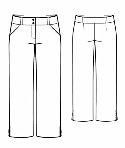 七分裤裤子的效果图+款式图+制版图