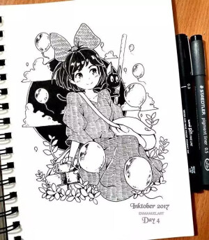 铅笔画   针管笔   黑白   线稿
画师：enmanuelart
黑白动漫线描作品