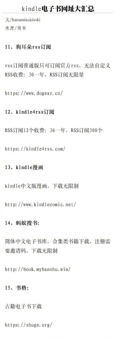 最全Kindle 电子书网站汇总 ~