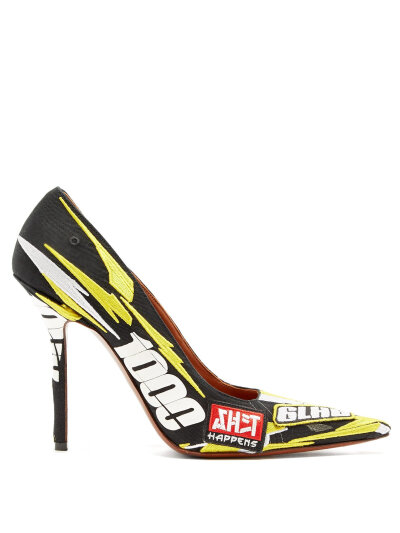 Racer-embroidered point-toe pumps | Vetements | 