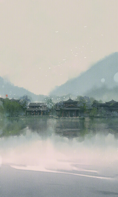 古风 壁纸 风景 美 绿色 灰色 蓝色 红色 山水 