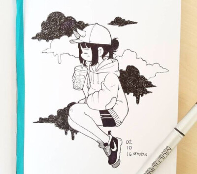 插画一组可爱的女生插画